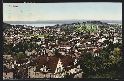 AK St. Gallen, Teilansicht mit Blick zum Bodensee