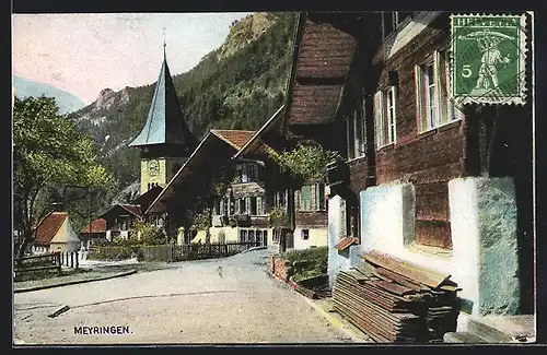 AK Meyringen, Strassenpartie mit Kirche