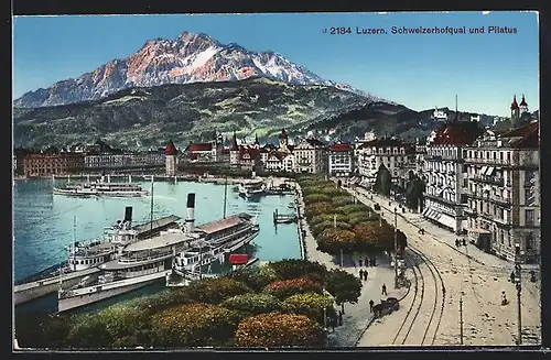 AK Luzern, Schweizerhofquai und Pilatus