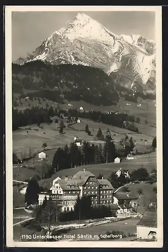 AK Unterwasser, Hotel Säntis mit d. Schafberg