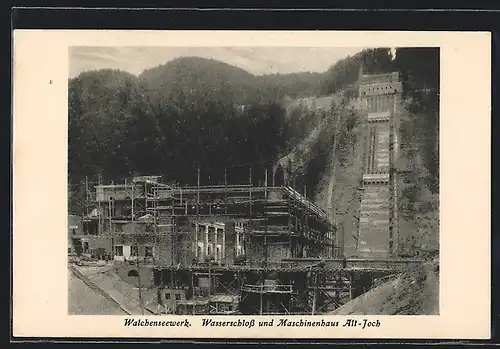 AK Urfeld / Walchensee, Walchenseewerk, Wasserschloss & Maschinenhaus im Bau