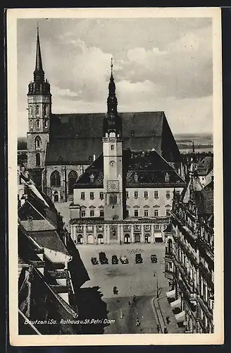 AK Bautzen i. Sa., Rathaus und St. Petri Dom