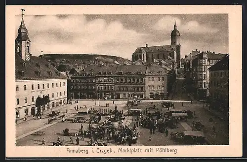 AK Annaberg / Erzg., Marktplatz mit Pöhlberg