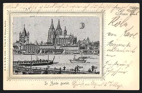 Seiden-AK Köln, Dom, Altstadt und Rhein