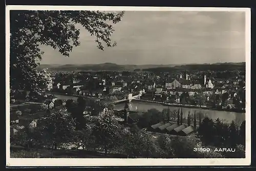 AK Aarau, Ortsansicht mit Kettenbrücke