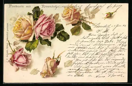 Duft-AK Gelbe und Rosa Rosen mit Duft