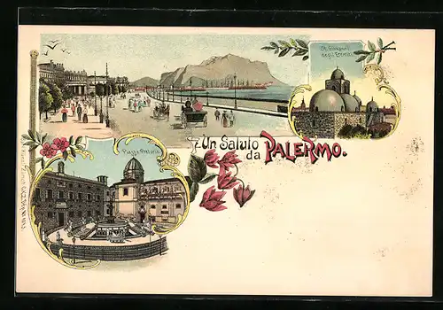 Lithographie Palermo, Piazza Pretoria, St. Giovanni degli Eremiti