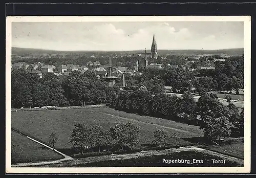 AK Papenburg /Ems, Totalansicht mit Kirche