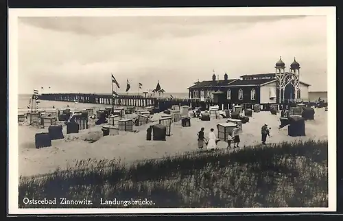 AK Zinnowitz, Landungsbrücke am Strand