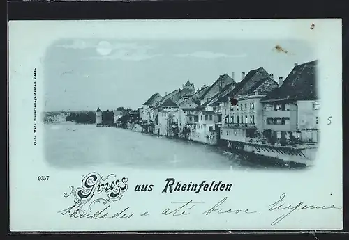 Mondschein-AK Rheinfelden, Teilansicht