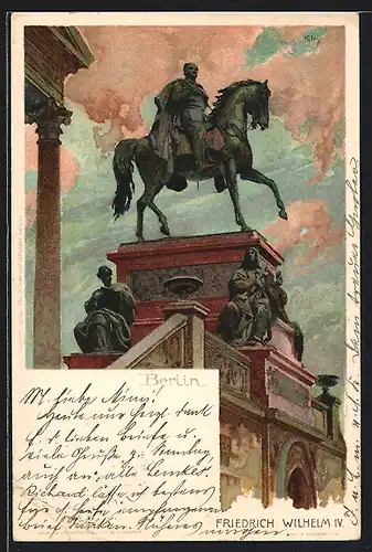 Künstler-AK Heinrich Kley: Berlin, Denkmal Friedrich Wilhelm IV.