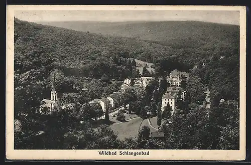 AK Wildbad-Schlangenbad, Teilansicht mit Kirche