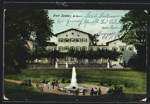 AK Bad Soden / Taunus, Kurhaus mit Fontäne