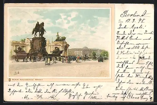 Lithographie Berlin, Nationaldenkmal Kaiser Wilhelm I.