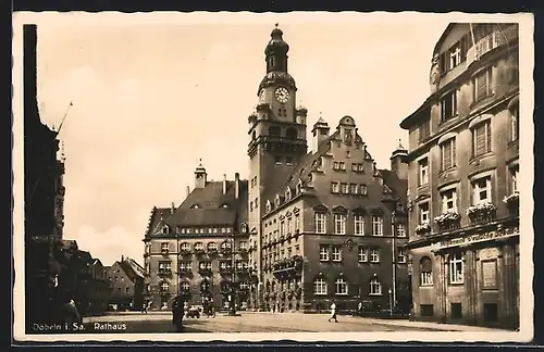 AK Döbeln i. Sa., Partie am Rathaus