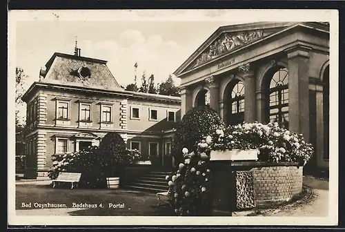 AK Bad Oeynhausen, Badehaus 4. Portal mit Blumenschmuck