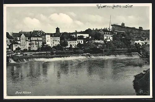 AK Bad Kösen, Ortsblick mit Wehr