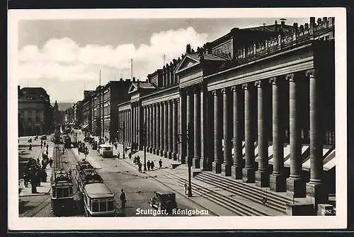 AK Stuttgart, Strassenbahnen am Königsbau