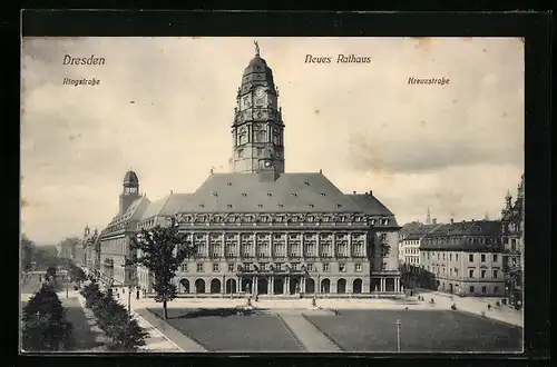 AK Dresden, Neues Rathaus an der Ring-Strasse