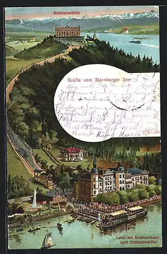 AK Leoni / Starnberger See, Drahtseilbahn zur Rottmannshöhe