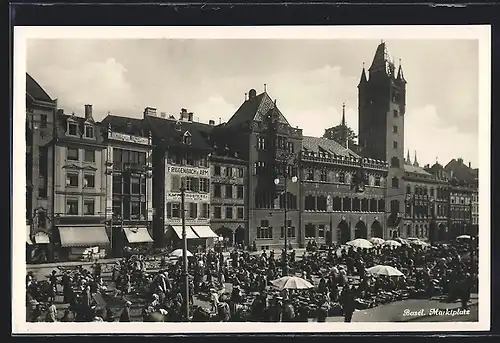 AK Basel / Bâle, Le marché, Marktplatz mit Marktständen