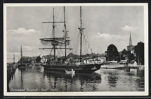 AK Neustadt, Hafen mit Segelschiff