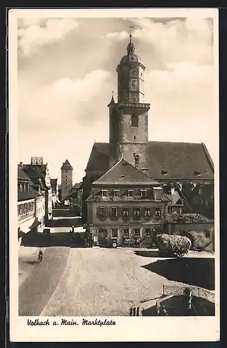 AK Volkach a. Main, Marktplatz mit Gasthaus