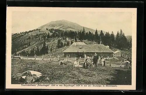 AK Stubalpe in Steiermark, Touristenhaus Salzstiegel mit Gästen