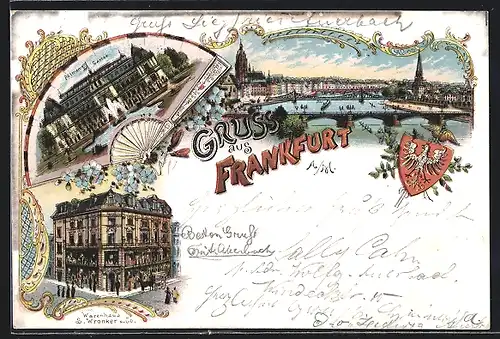 Lithographie Frankfurt-Westend, Warenhaus S. Wronker u. Co., Palmen-Garten, Teilansicht