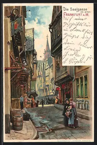 Lithographie Alt-Frankfurt, Die alte Saalgasse