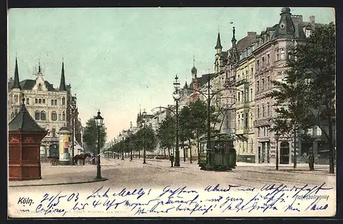 AK Köln-Neustadt, Strassenbahn auf dem Hohenzollernring