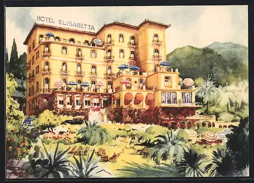 Künstler-AK Rapallo, Hotel Elisabetta, prop. N. Di Leva