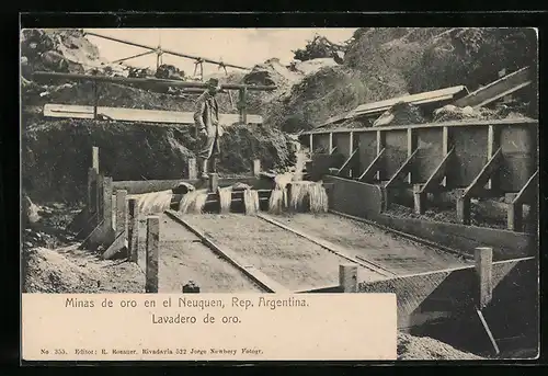 AK Neuquen, Minas de oro. Lavadero de oro, Goldwaschanlage