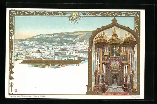 Lithographie Nazareth, Panorama, Saint Sepulcre