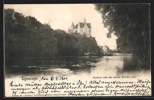 AK Sigmaringen, Schloss von der neuen Brücke aus