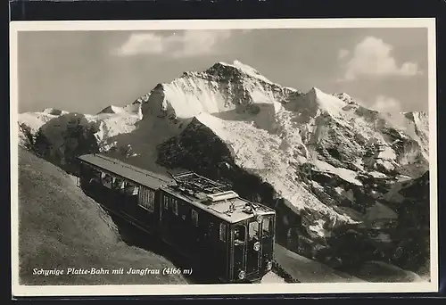 AK Bergbahn mit Jungfrau auf der Schynige Platte