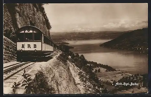 AK Arth-Rigibahn mit Blick auf den Zürichsee