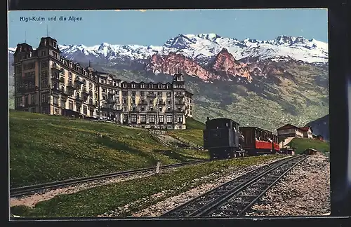 AK Rigi-Kulm mit Glärnisch und Bergbahn