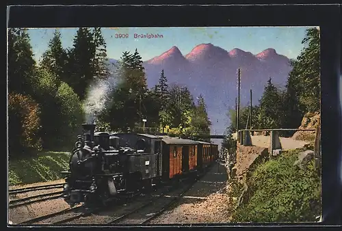 AK Brünigbahn und Alpen