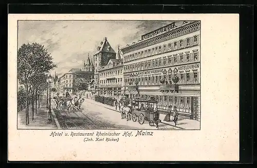 AK Mainz, Hotel und Restaurant Rheinischer Hof