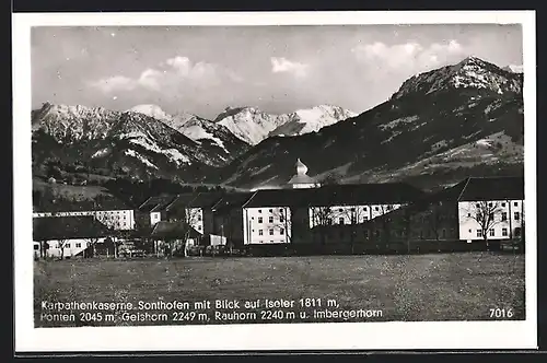 AK Sonthofen, Karpathenkaserne mit Blick auf Iseler, Ponten und Geishorn