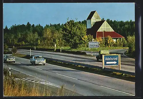 AK Autobahnkirche Maria, Schutz der Reisenden, Ausfahrt Adelsried