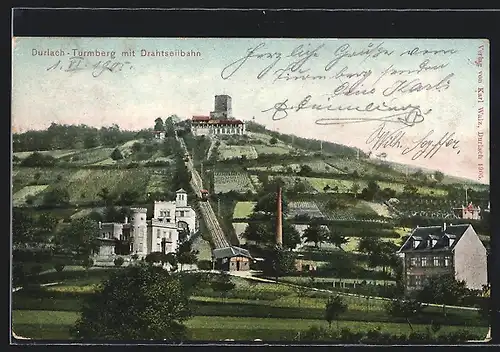 AK Durlach, Turmberg mit Drathseilbahn