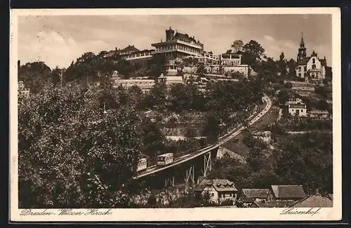 AK Dresden /Weisser Hirsch, Hotel Restaurant Luisenhof und Drahtseilbahn