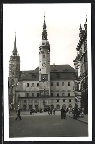 AK Bautzen, Strassenpartie vorm Rathaus