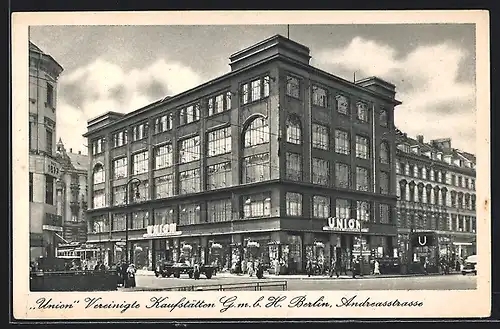 AK Berlin-Friedrichshain, Union Vereinigte Kaufstätten GmbH, Andreasstrasse