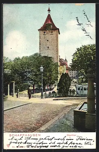 AK Schaffhausen, Strassenpartie am Oberthor