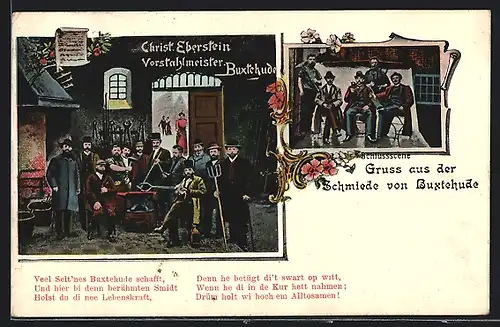 AK Buxtehude, Stadttypen in der Schmiede, Schlussscene