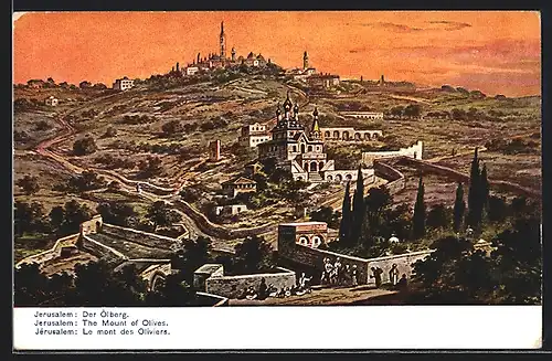 Künstler-AK Jerusalem, Der Ölberg in Jerusalem