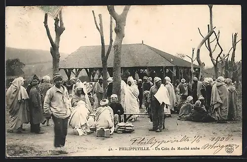 AK Philippeville, Un Coin du Marché arabe